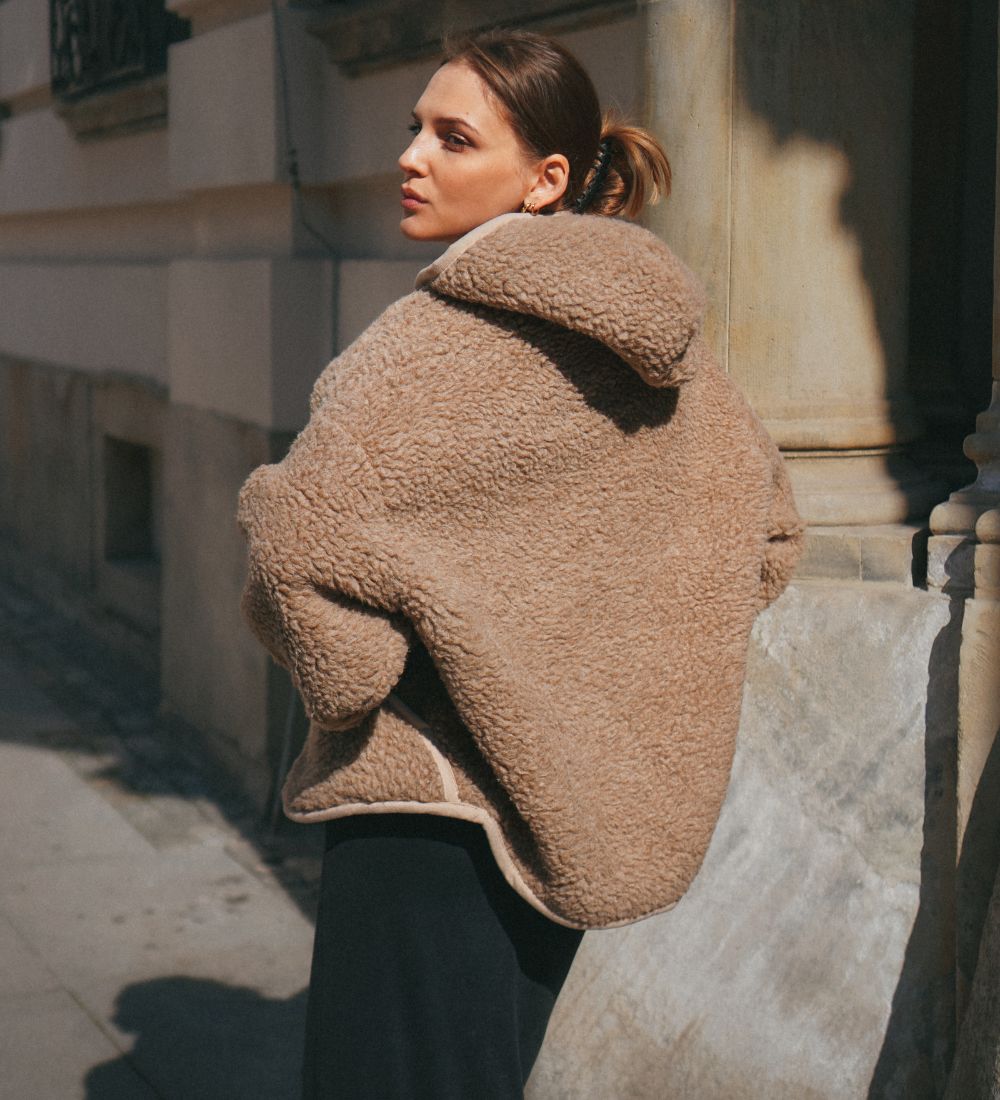 MIŚ 2.0 Wool hooded jacket - oak