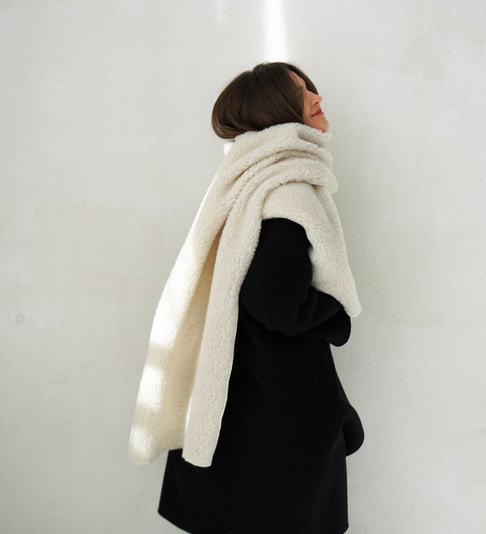 LUMI Long merino wool scarf - ecru