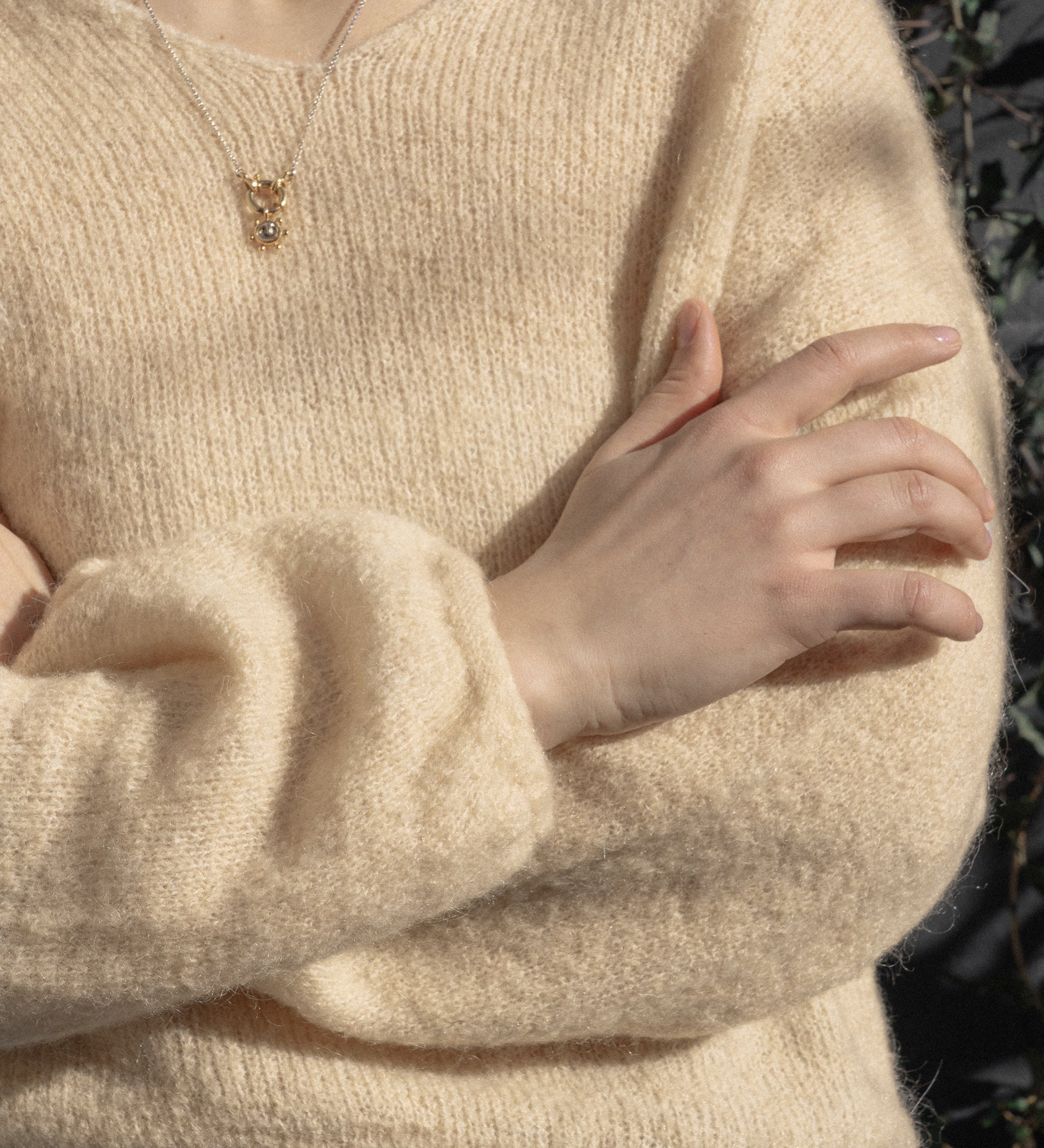 GEMMA Lekki sweter z wełną i moherem - słomkowy