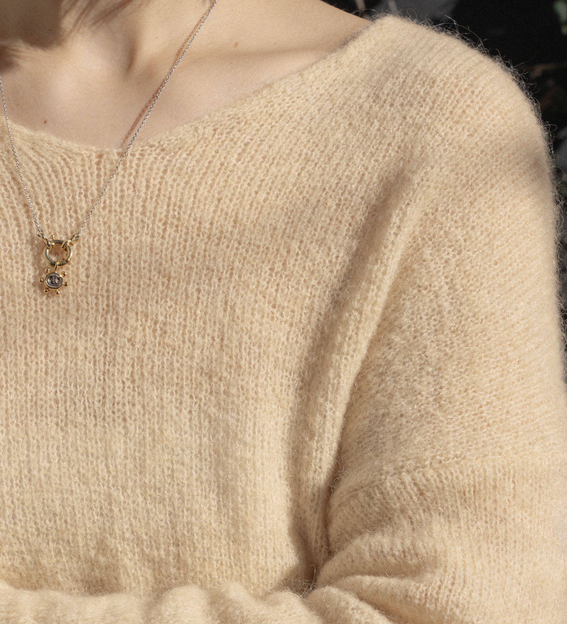 GEMMA Lekki sweter z wełną i moherem - słomkowy