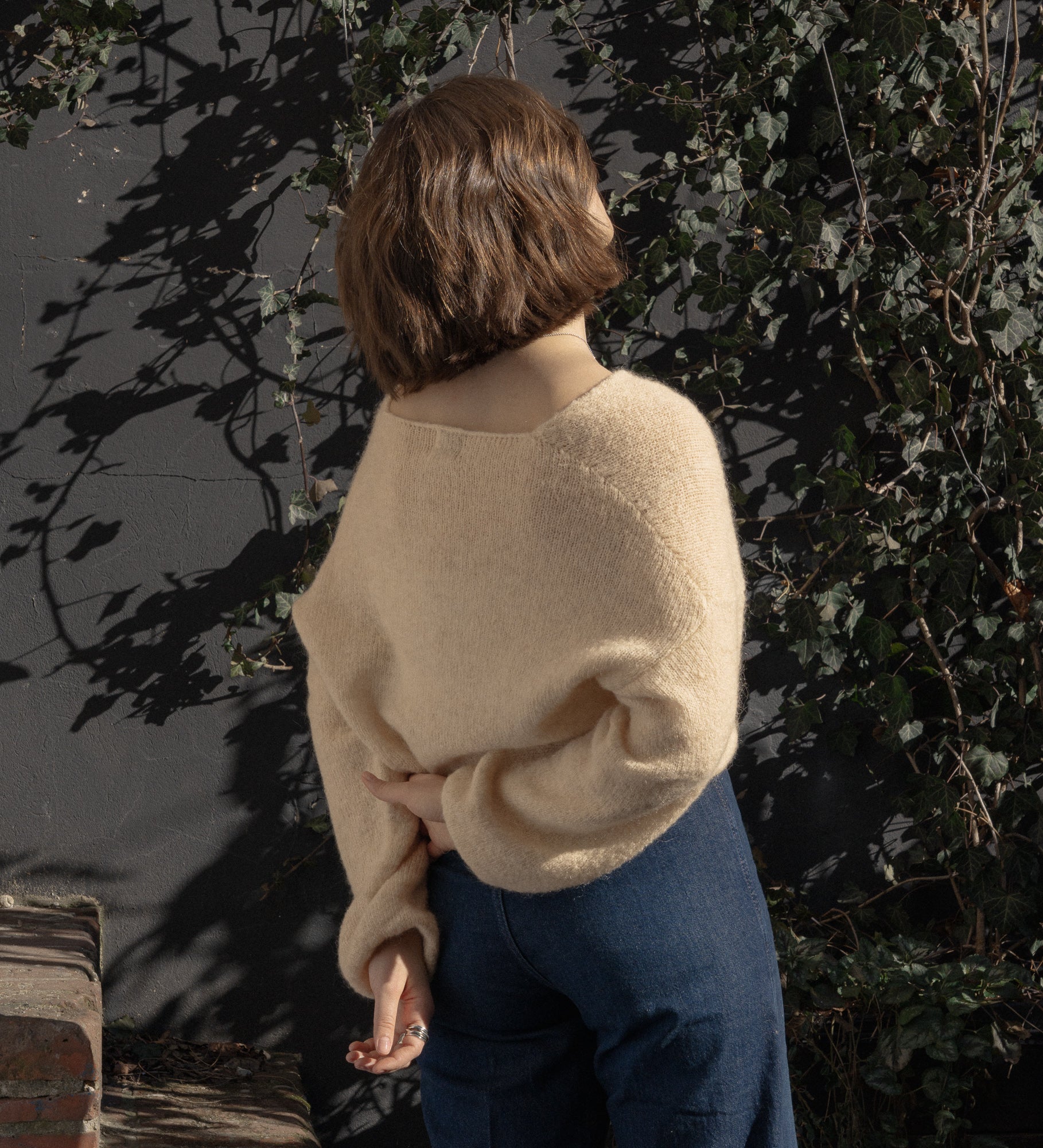 GEMMA Lekki sweter z wełną i moherem - słomkowy