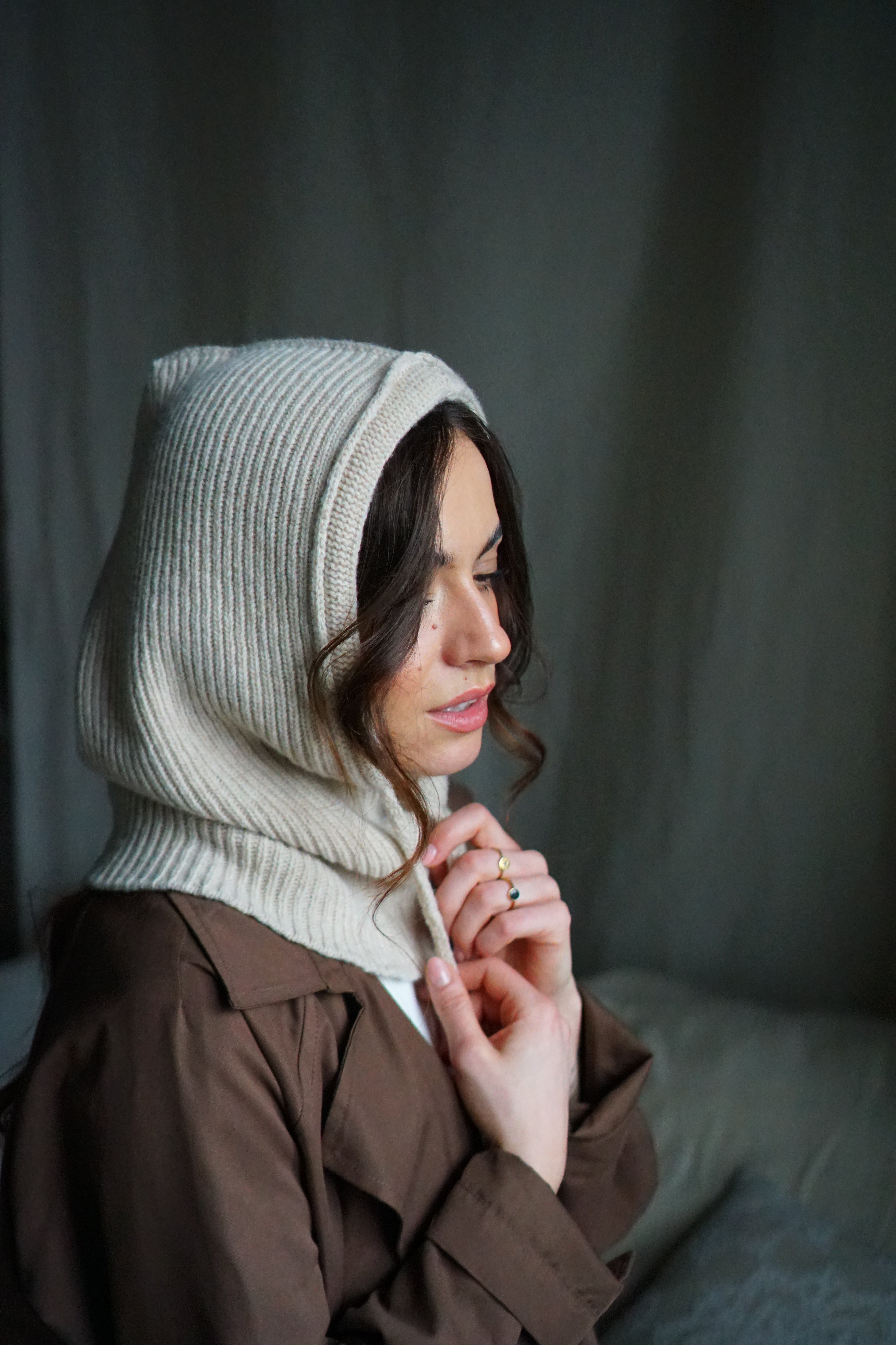 LIDIA Sturmhaube aus Merinowolle - Beige