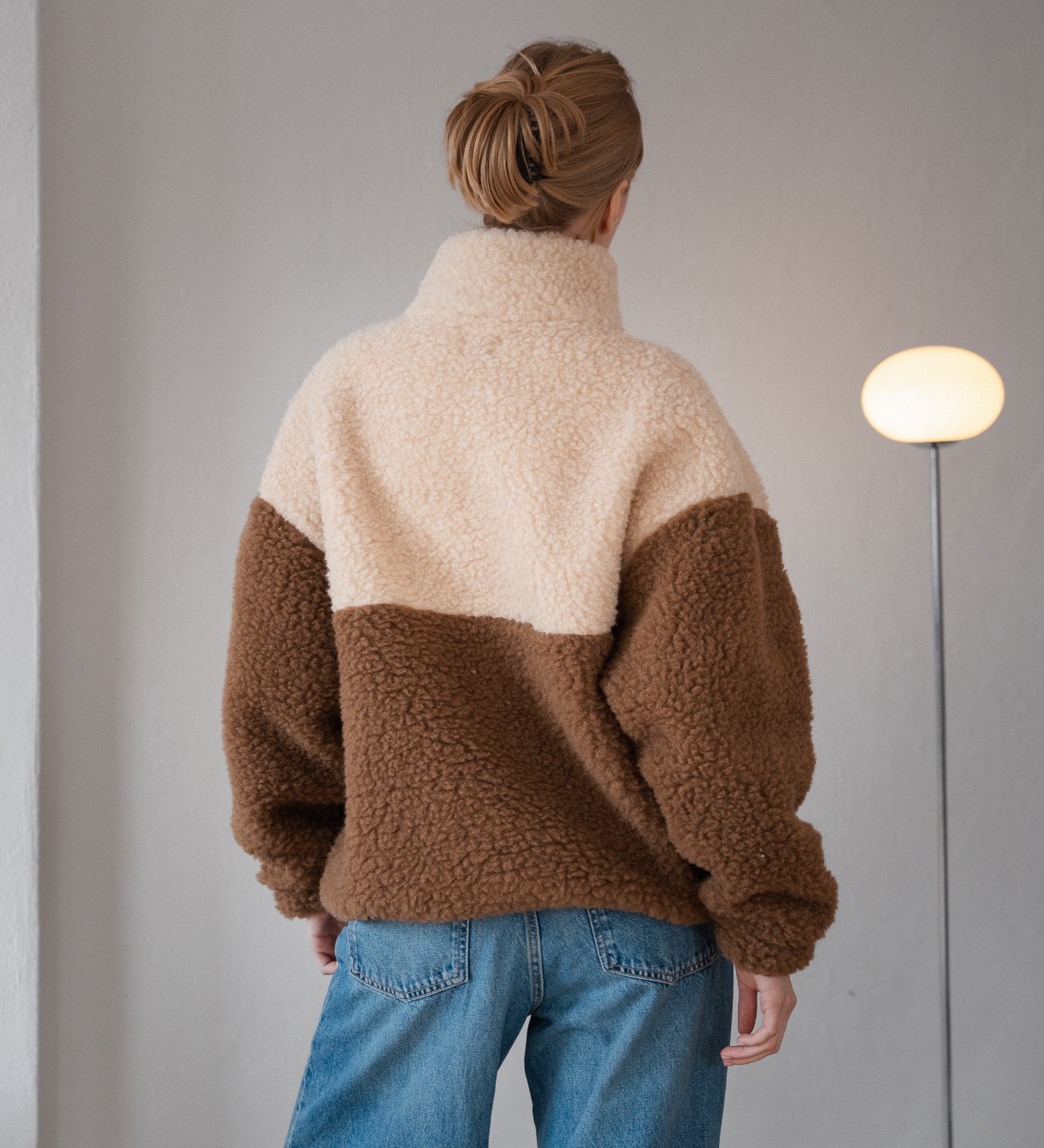 ESME Dwukolorowy polar z wełny merino - brązowy