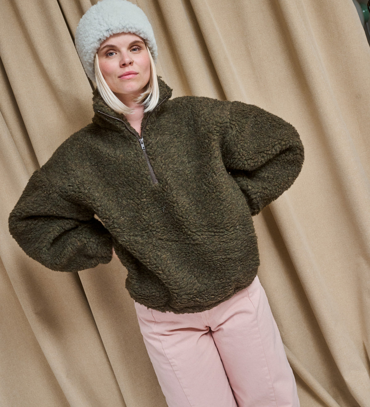 MYRRA Polarfleece aus Merinowolle - Eisblau