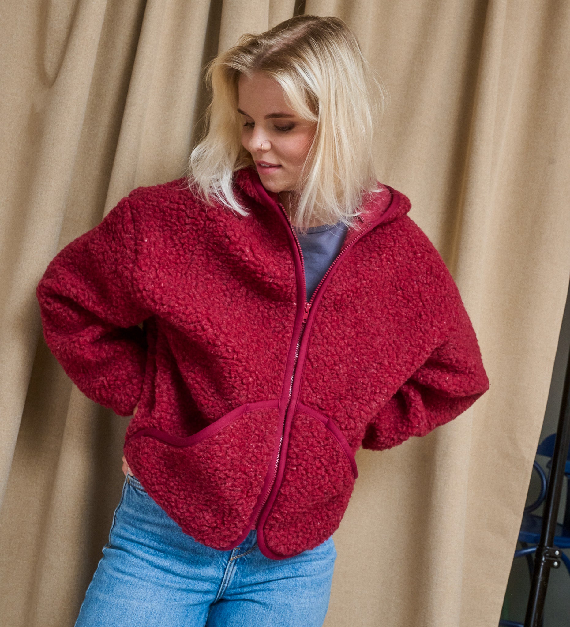 MIŚ wool hooded jacket - ecru