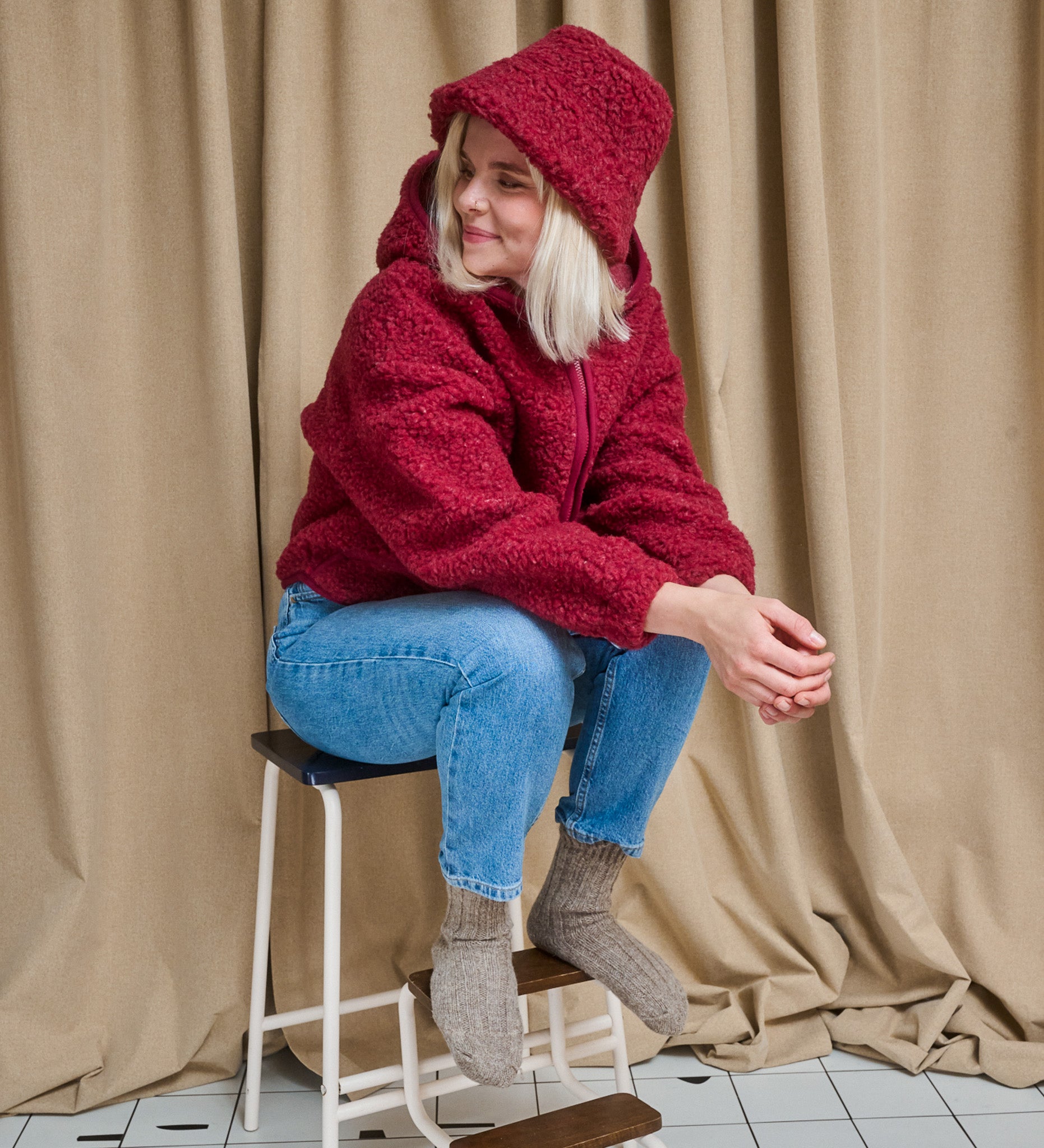 MIŚ wool hooded jacket - ecru