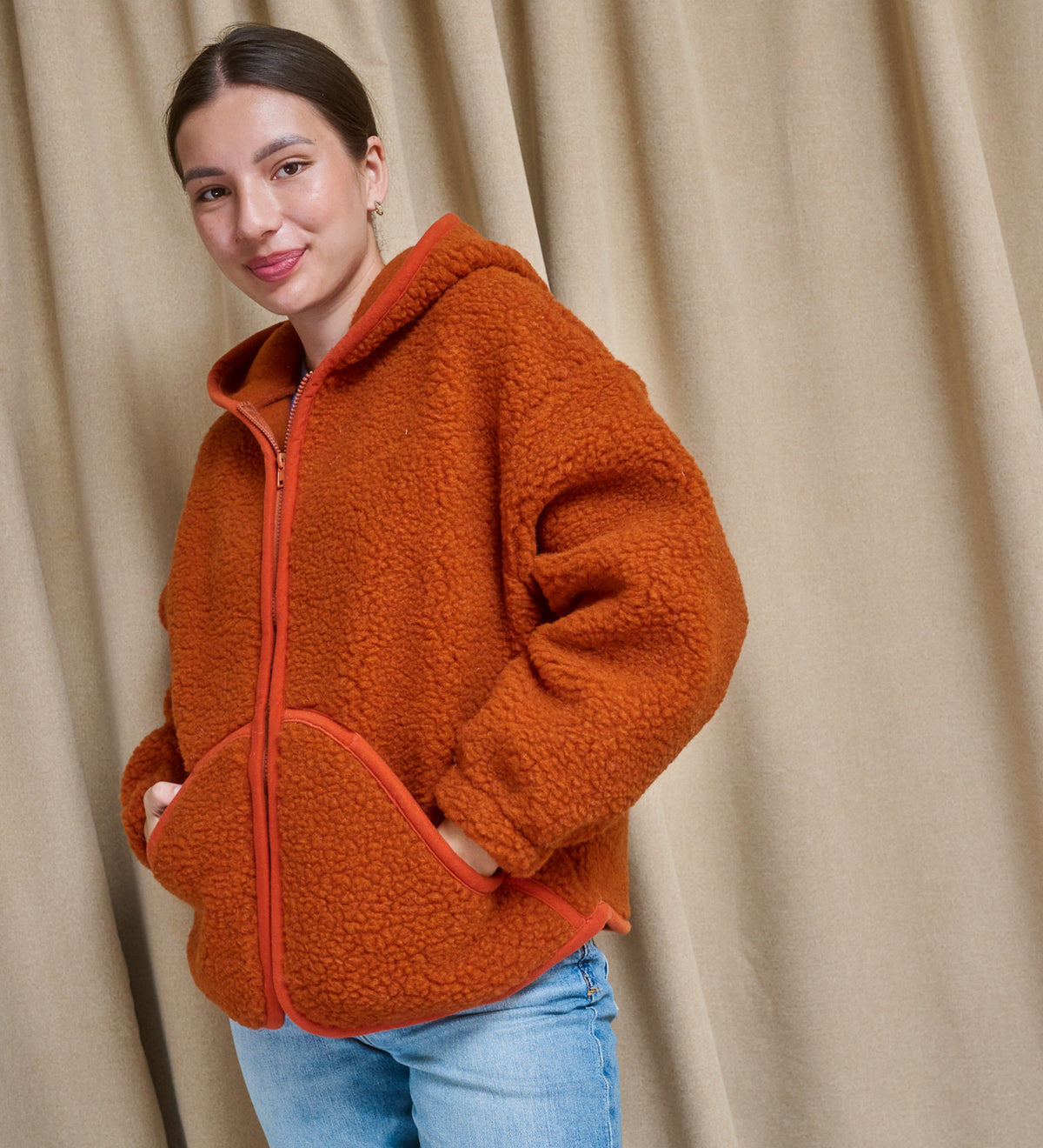 MIŚ wool hooded jacket - ecru