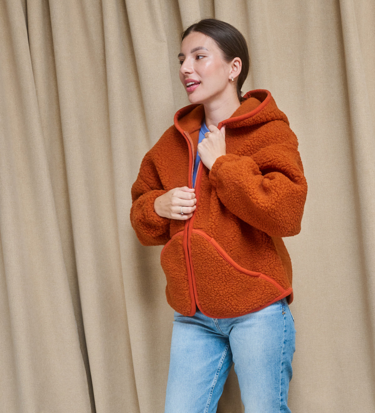 MIŚ wool hooded jacket - ecru