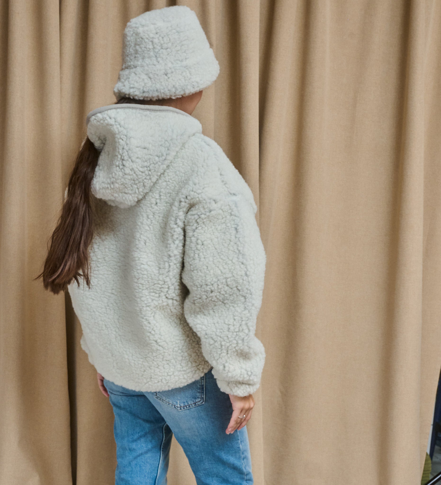 MIŚ wool hooded jacket - ecru