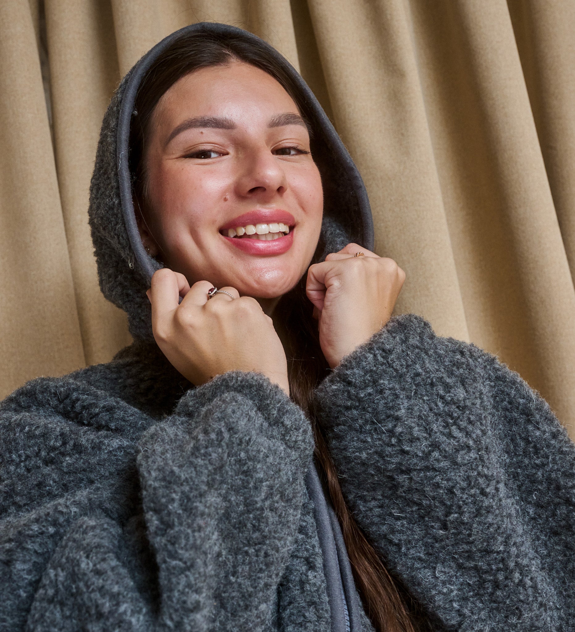 MIŚ wool hooded jacket - ecru