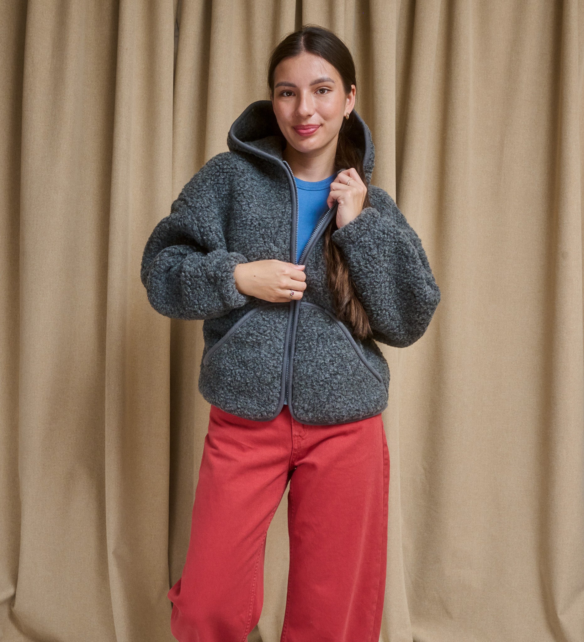 MIŚ wool hooded jacket - ecru