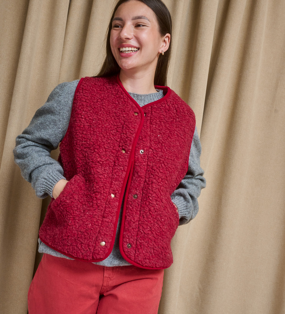 GAJA Zapinana merino wool gilet - oak