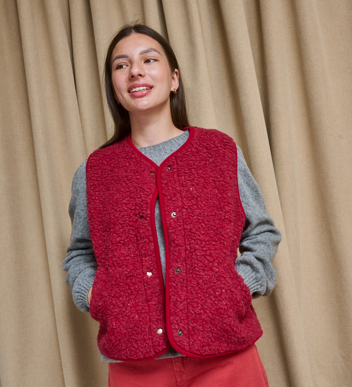 GAJA Zapinana merino wool gilet - oak