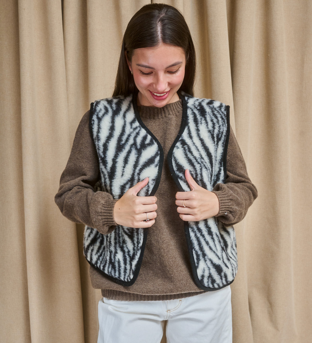 ULV Wełniana kamizelka merino - zebra
