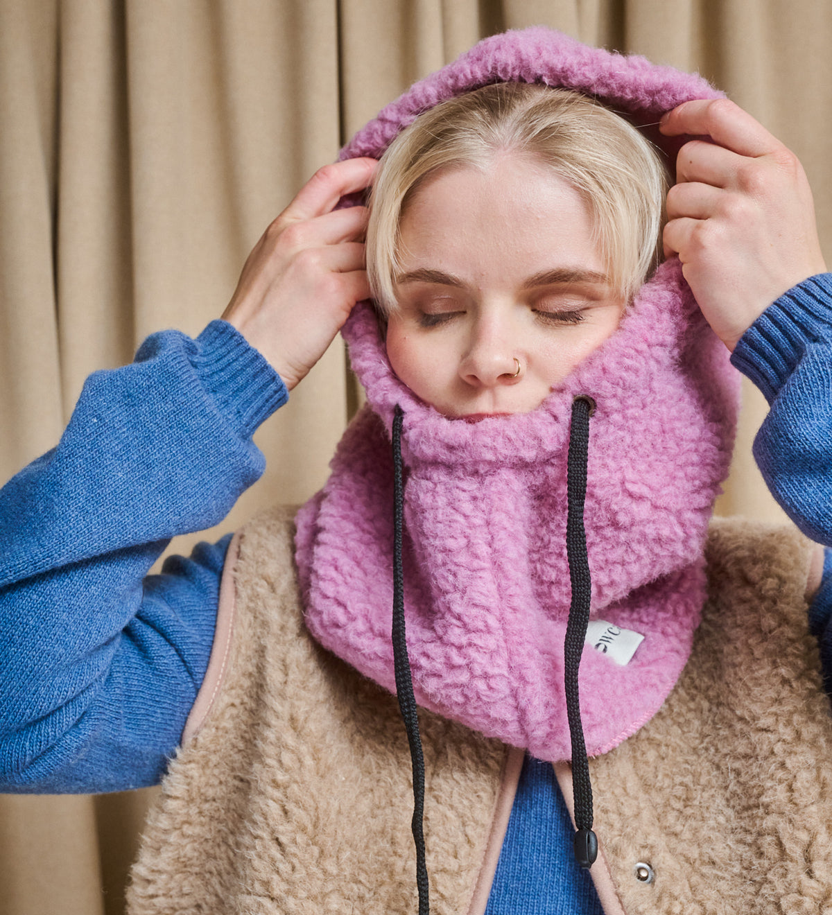 LYKKE Sherpa Fleece Balaclava - dusty rose