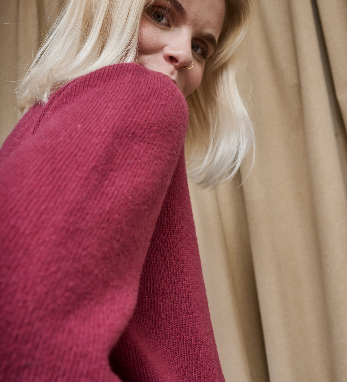 TYRA classic merino wool jumper - Dried Raspberry