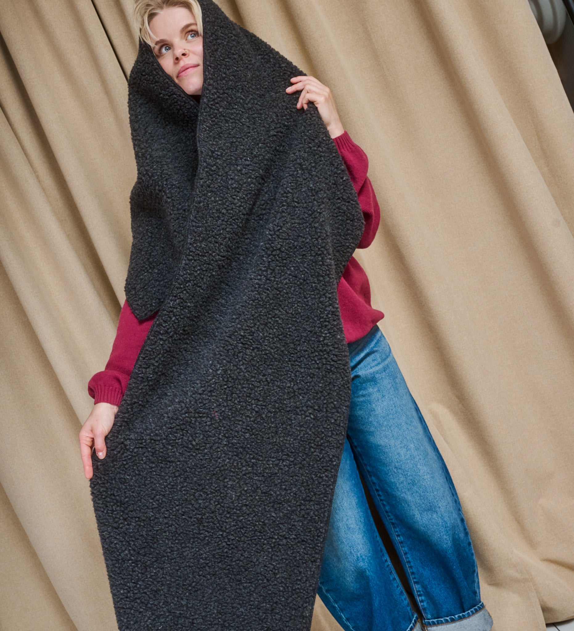 LUMI Long merino wool scarf - ecru