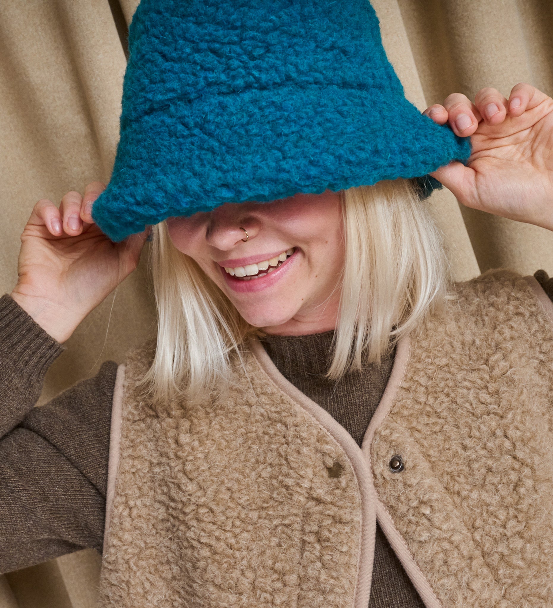 BERGEN Bucket hat z wełny merynosa - morski