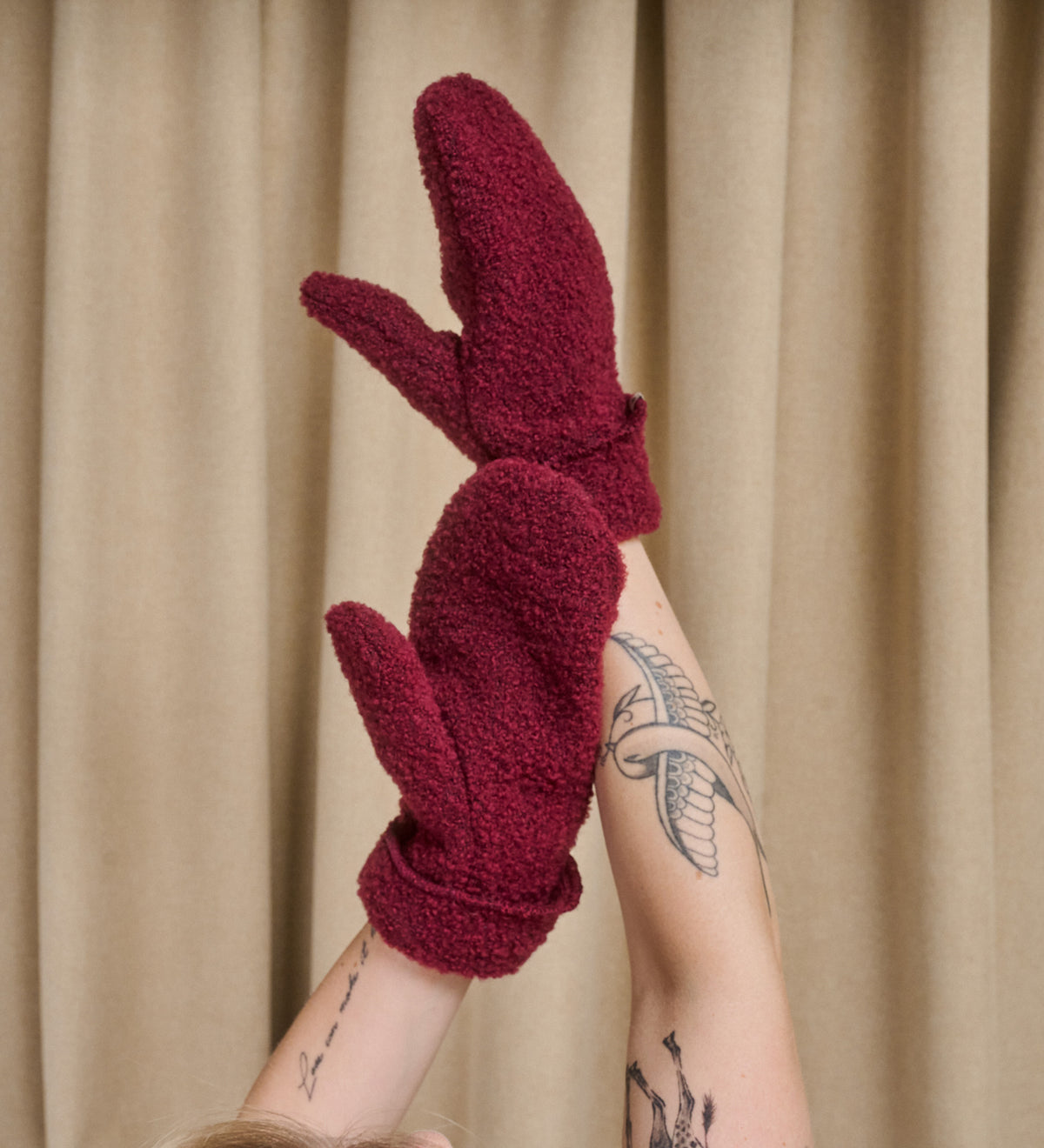 SKY Bouclé-Wollhandschuhe - Bordeaux