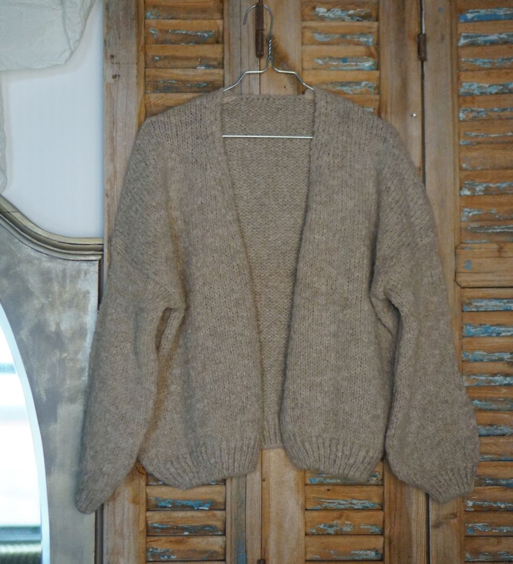 Sweter damski wełniany z wełny i moheru jasny brązowy