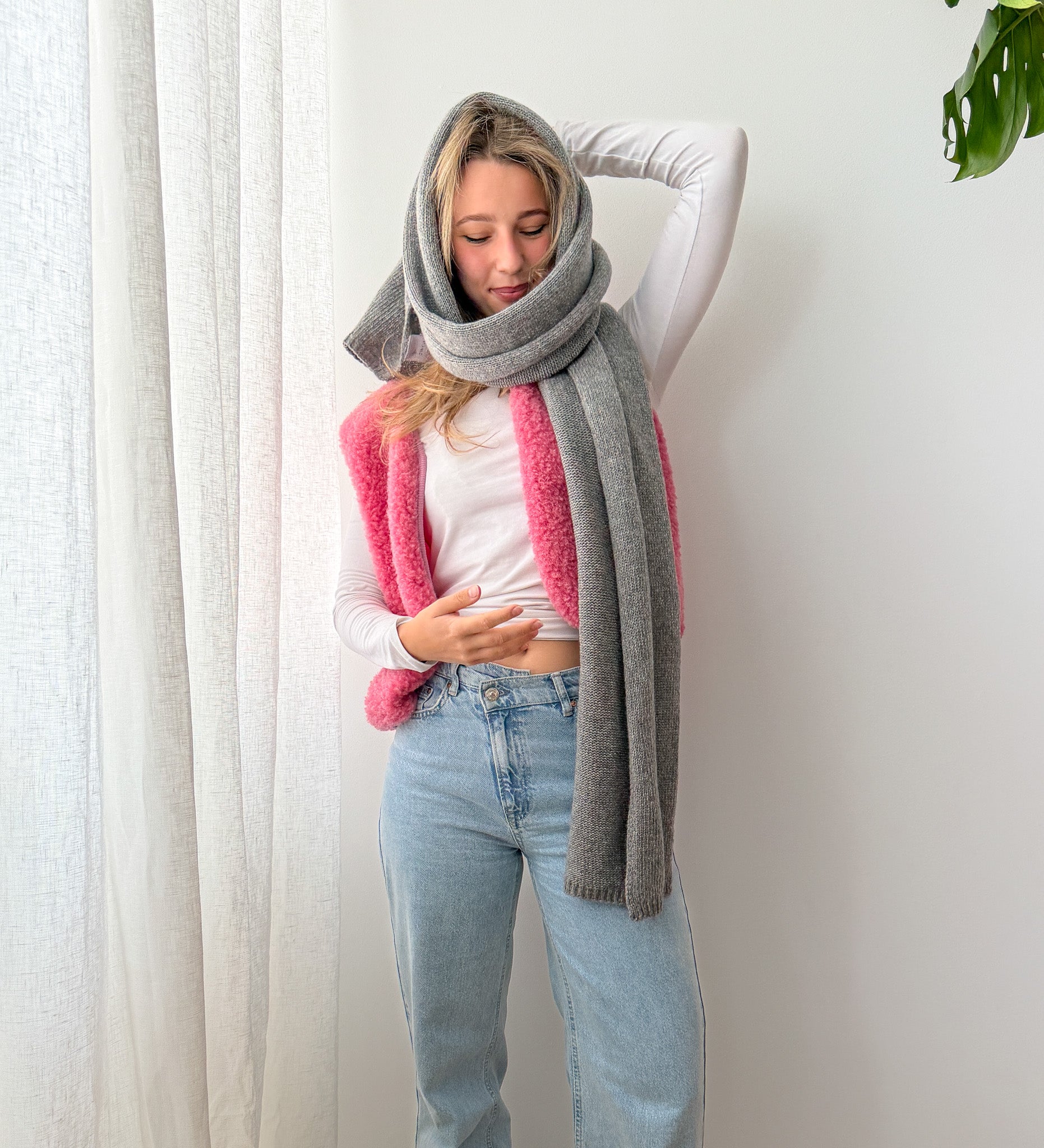 FREYA knitted merino wool scarf - Misty Morning
