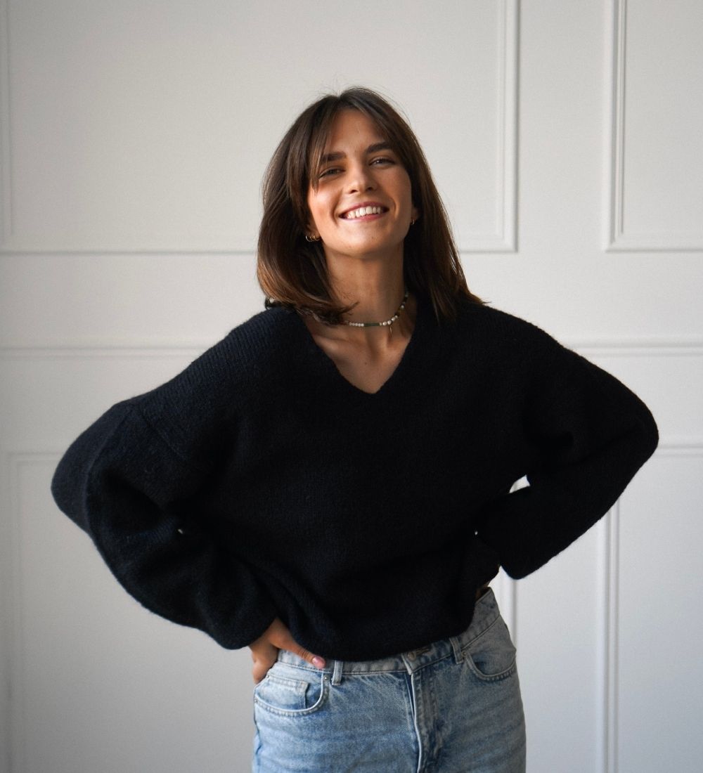 GEMMA Leichter Pullover mit Wolle und Mohair - Schwarz
