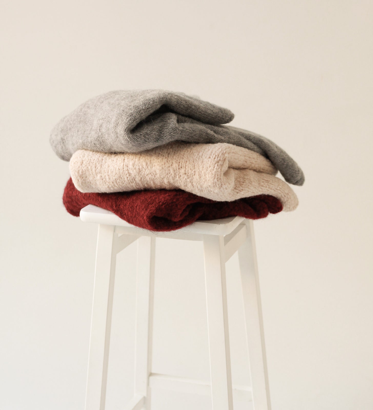 GEMMA Lekki sweter z wełną i moherem - szary