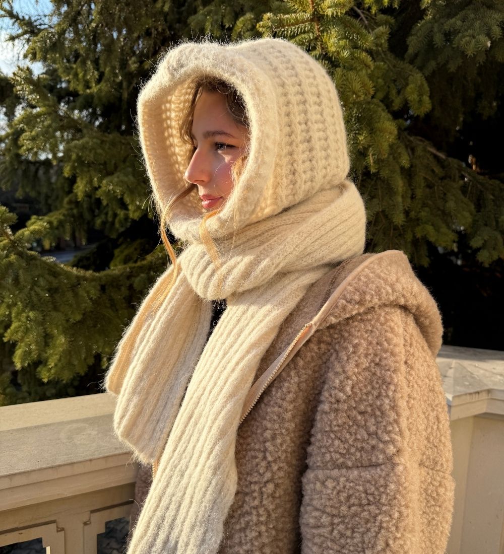 HYGGE Miękki komin z wełną alpaki -  beżowy