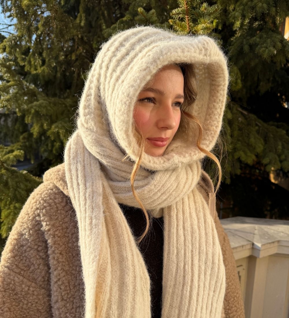 HYGGE Miękki komin z wełną alpaki -  beżowy