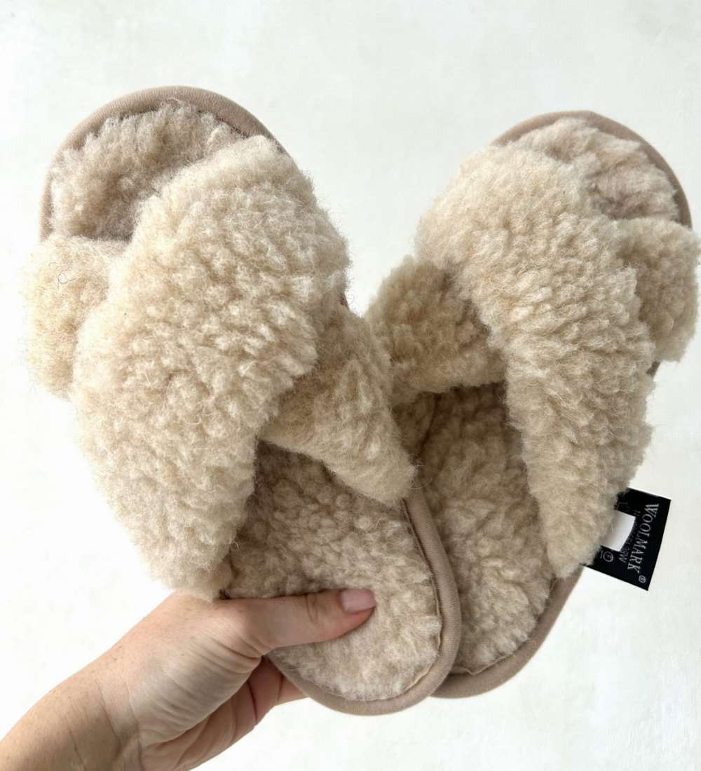 STELLA SOFT Wool slippers merino damskie - beige
