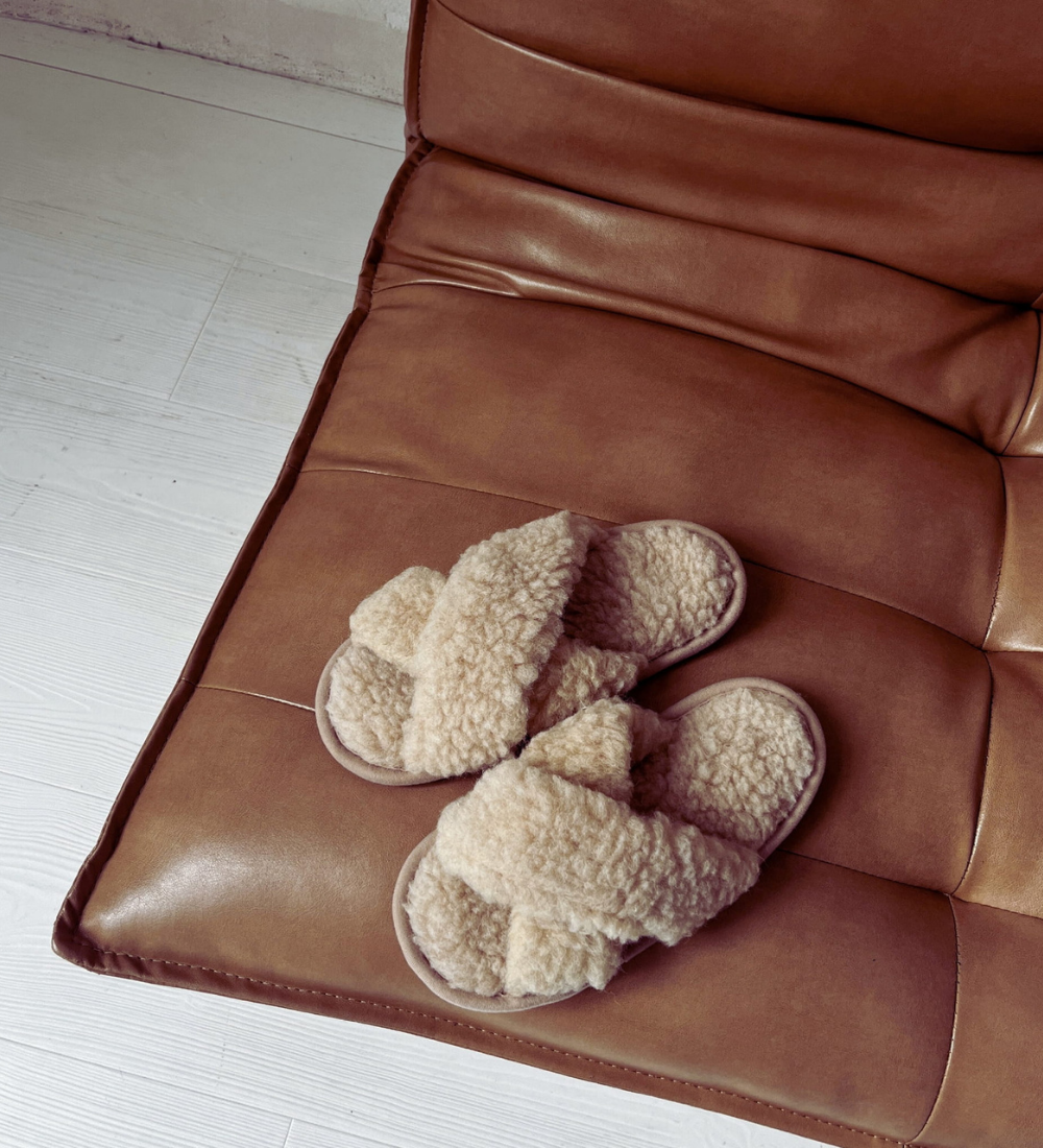 STELLA SOFT Wool slippers merino damskie - beige