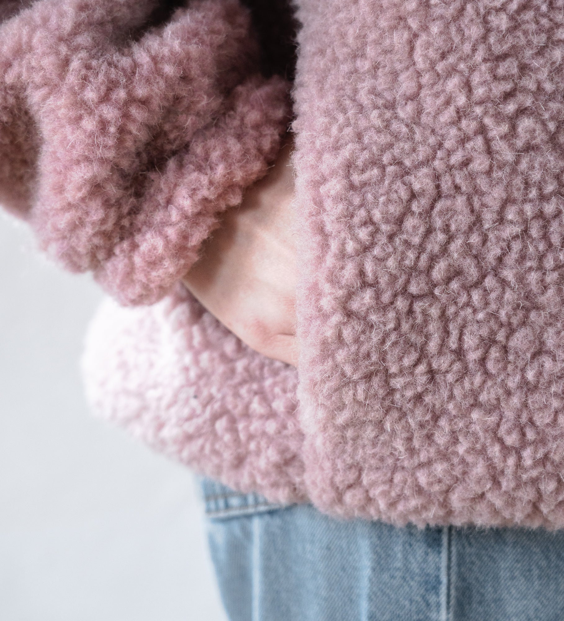 MYRRA Polar sherpa z wełny merino - pudrowy róż