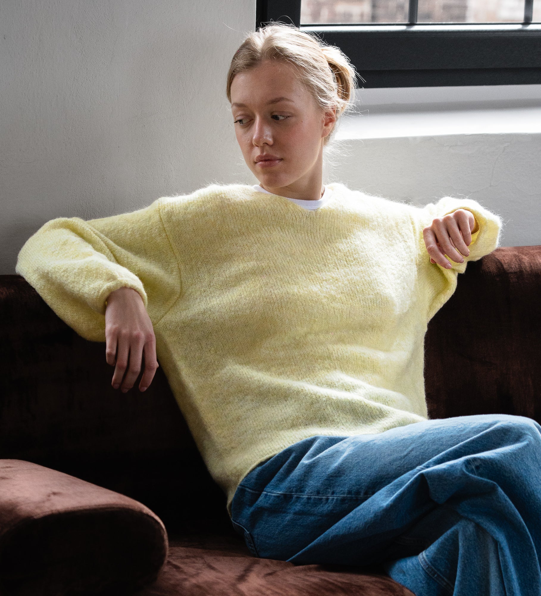 GEMMA 2.0 Lekki sweter z wełną i moherem - cytrynowy