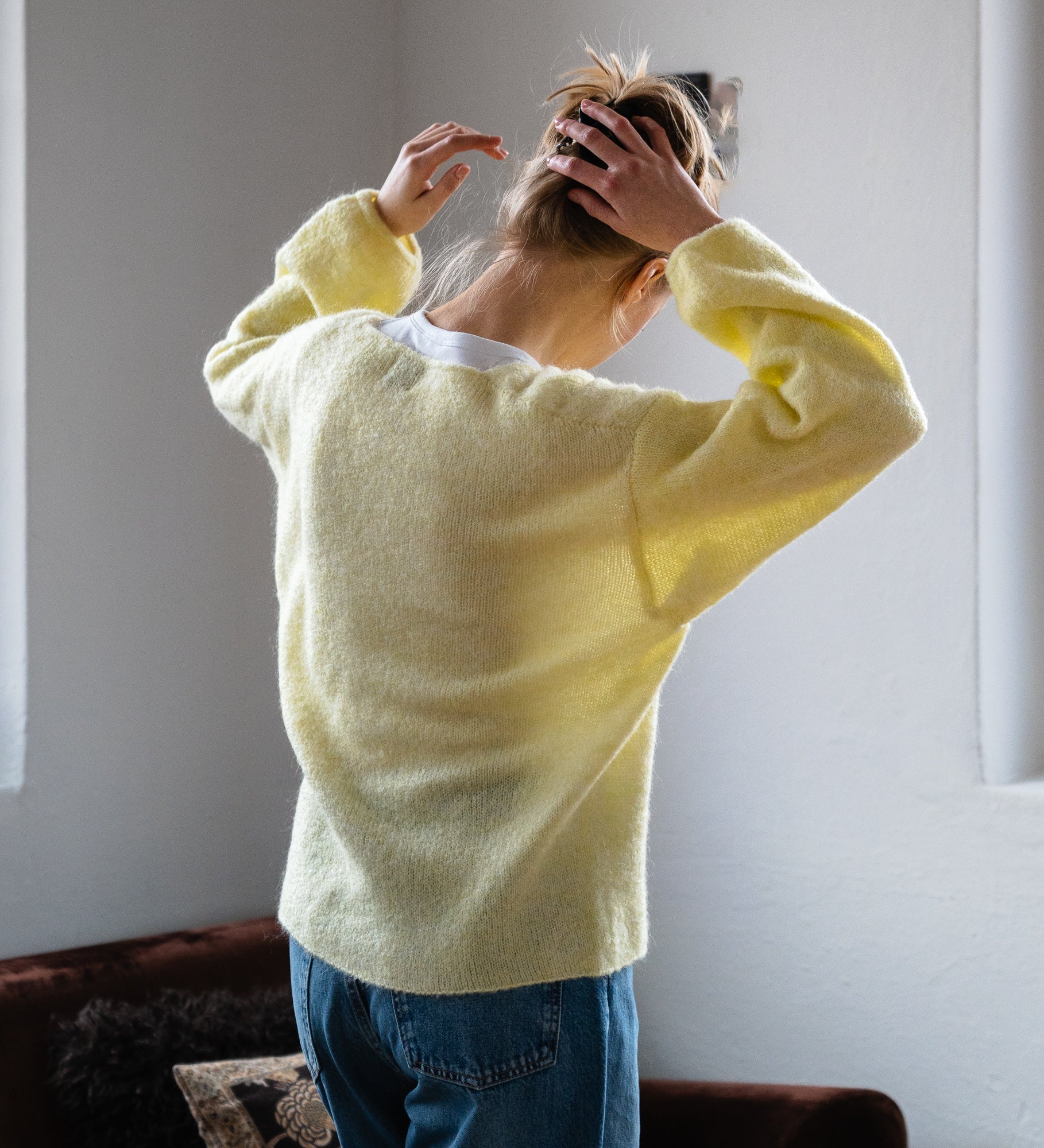 GEMMA 2.0 Lekki sweter z wełną i moherem - cytrynowy
