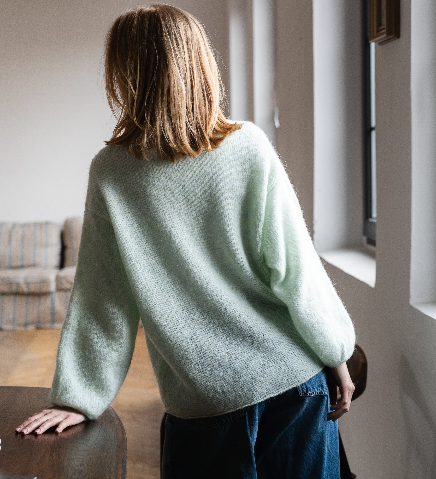 GEMMA 2.0 Lekki sweter z wełną i moherem - miętowy