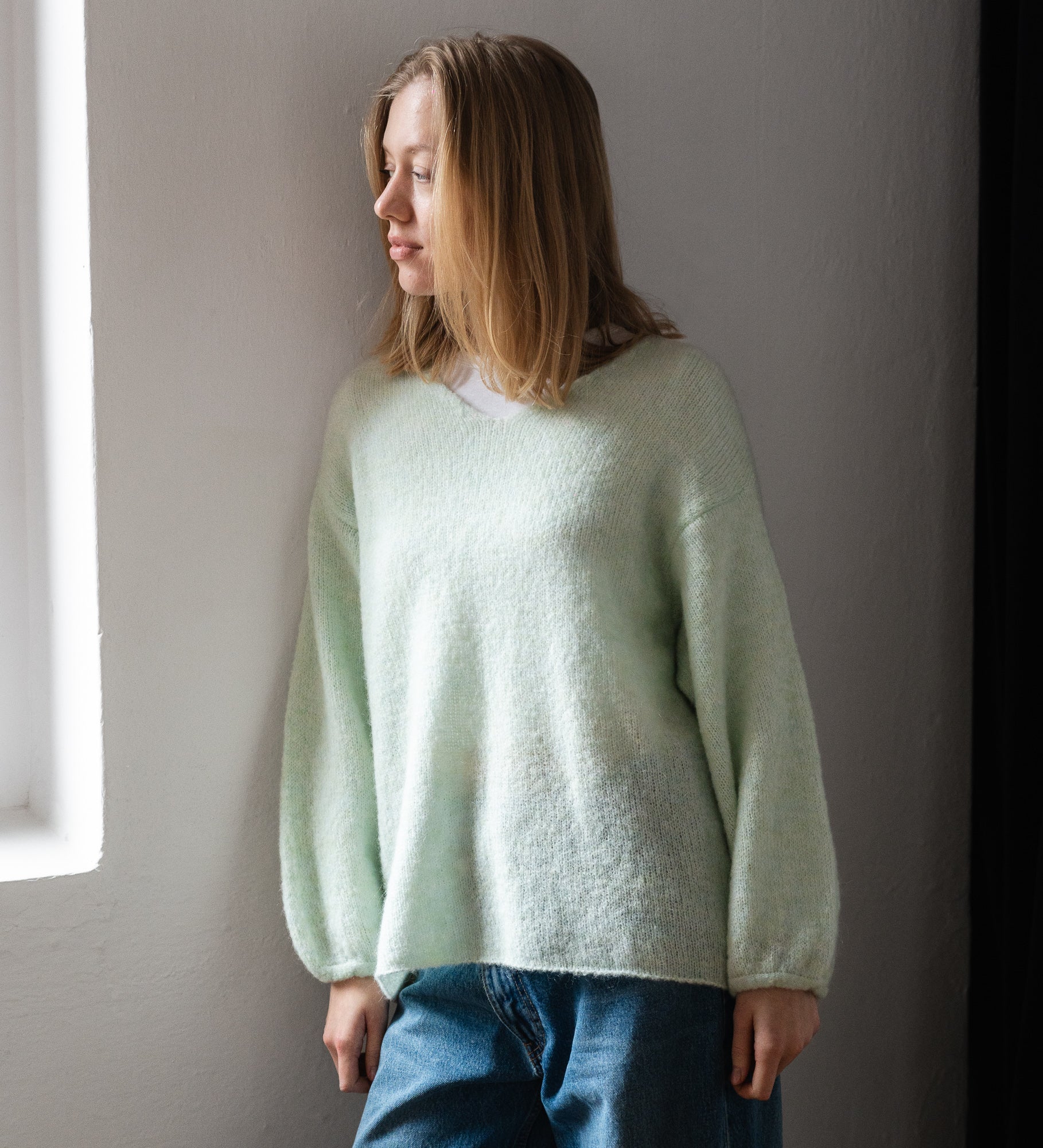 GEMMA 2.0 Lekki sweter z wełną i moherem - miętowy