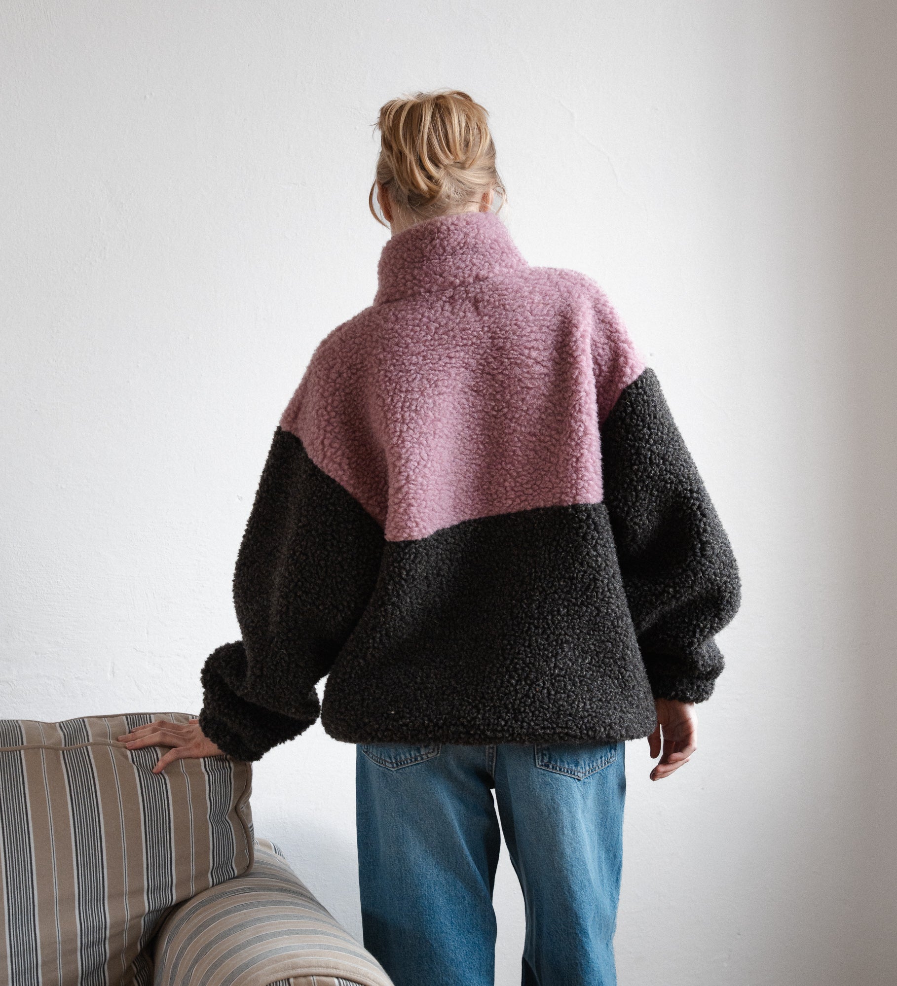 ESME Dwukolorowy polar z wełny merino - palony róż