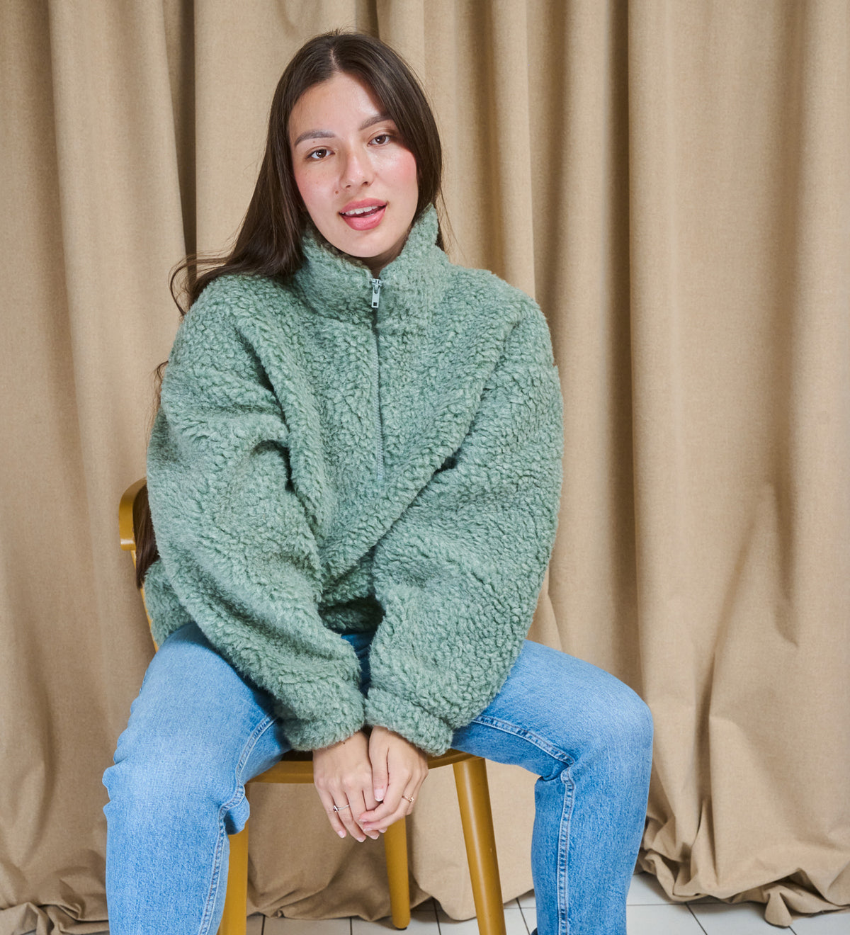 MYRRA Polar sherpa z wełny merino - leśny mech