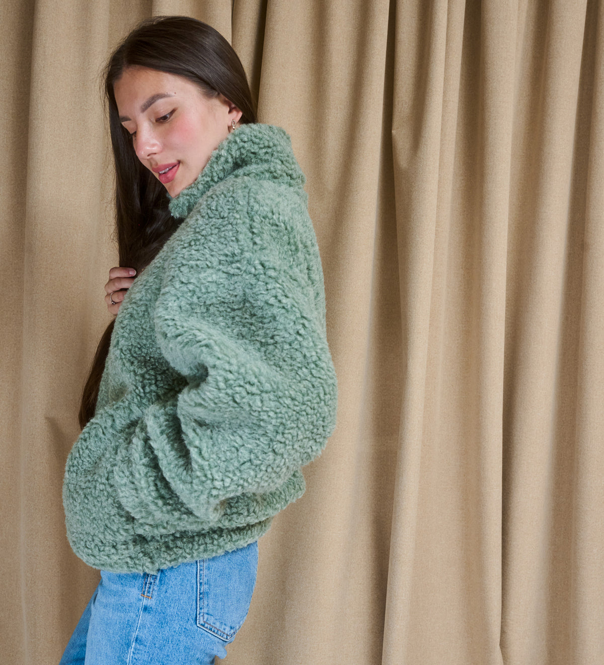 MYRRA Polar sherpa z wełny merino - leśny mech