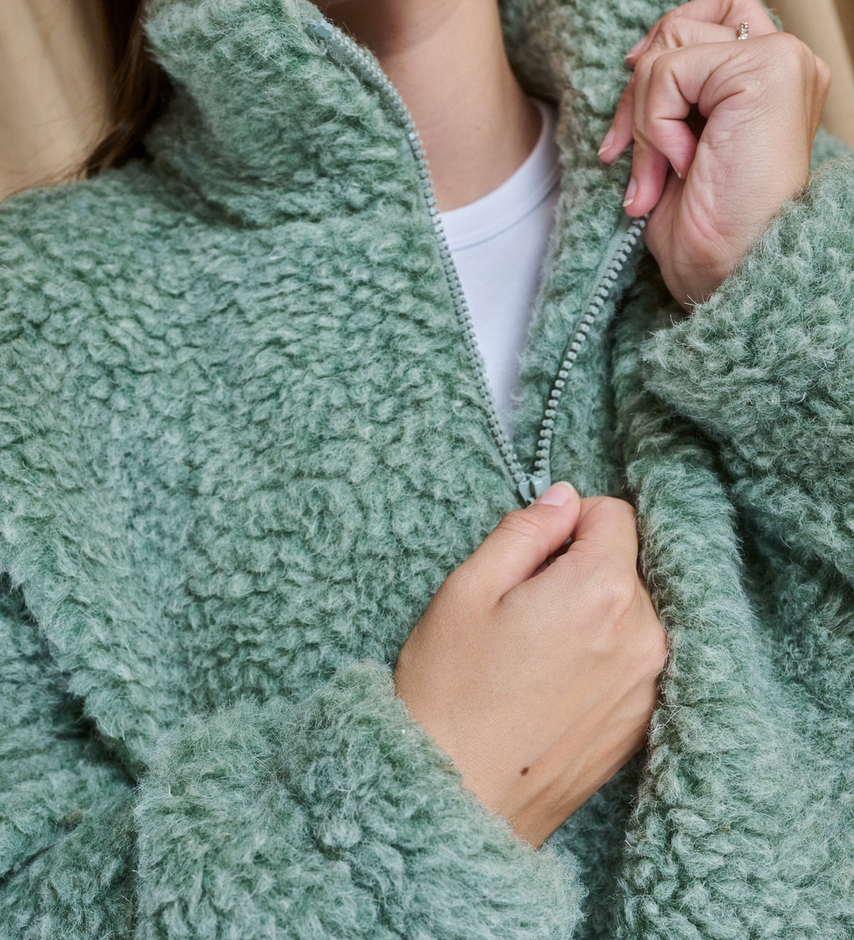MYRRA Polar sherpa z wełny merino - leśny mech