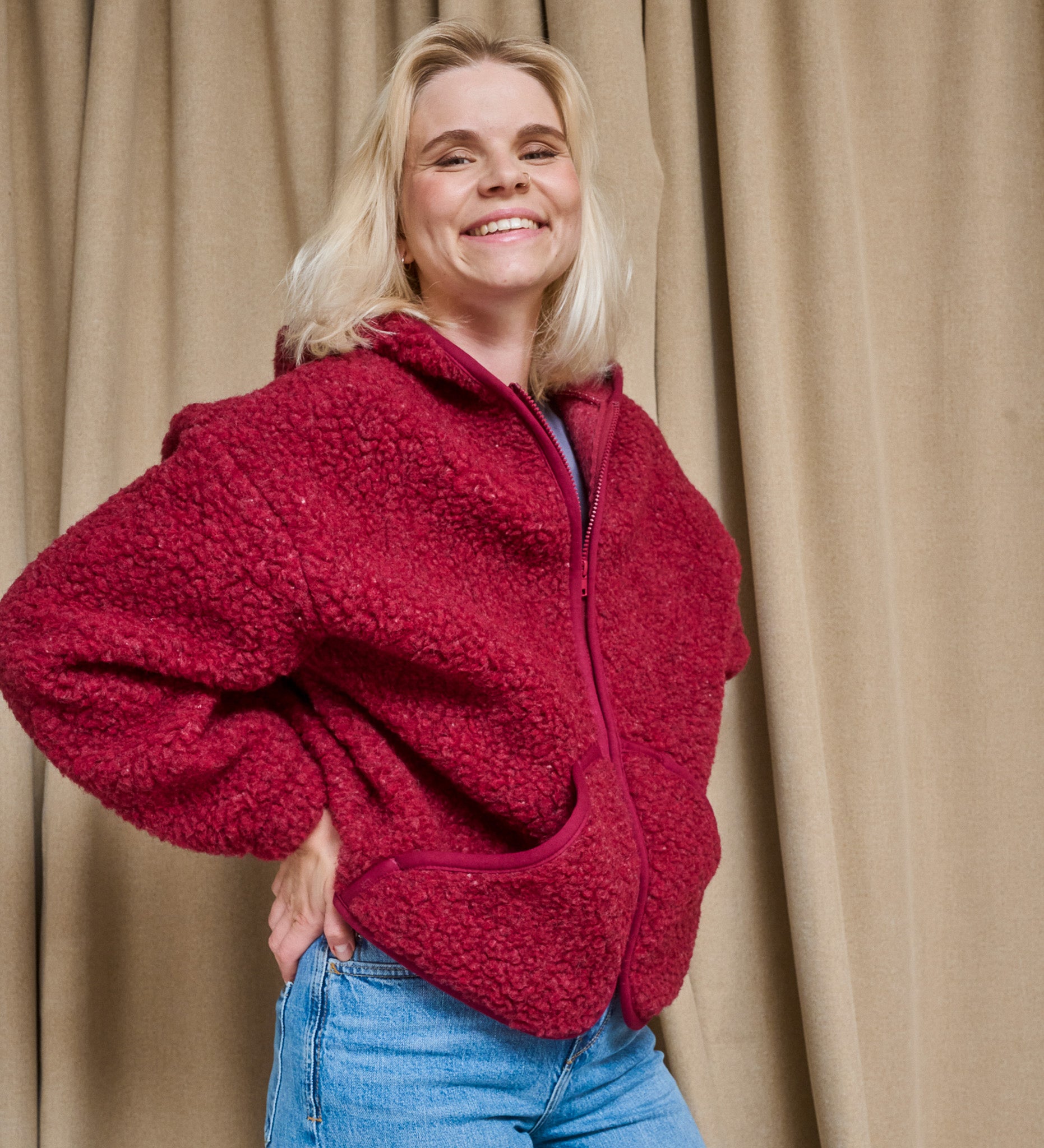 MIŚ wool hooded jacket - ecru