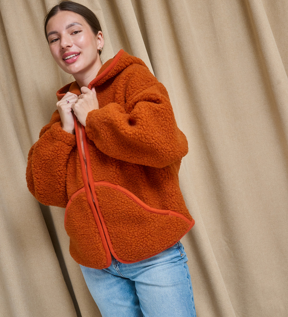 MIŚ wool hooded jacket - ecru