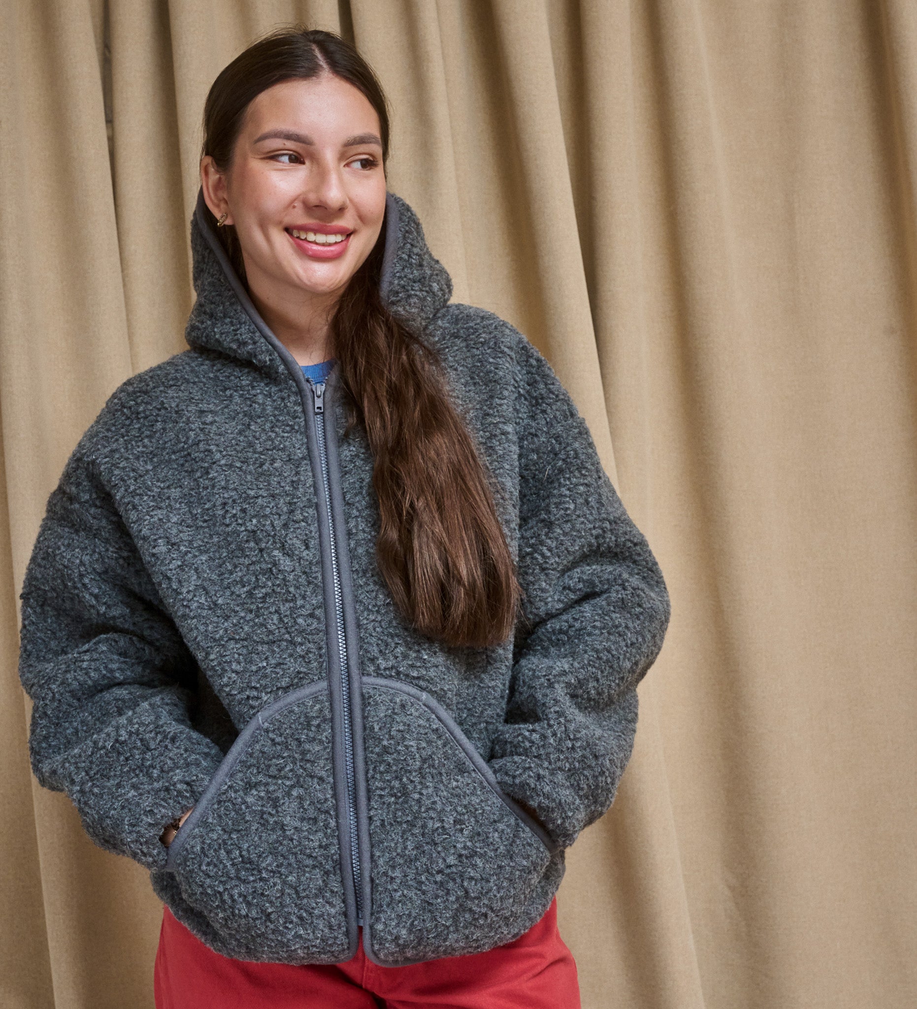 MIŚ wool hooded jacket - ecru