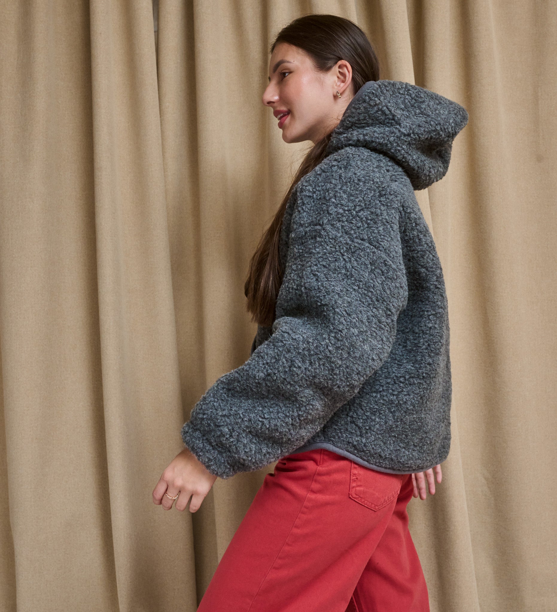 MIŚ wool hooded jacket - ecru