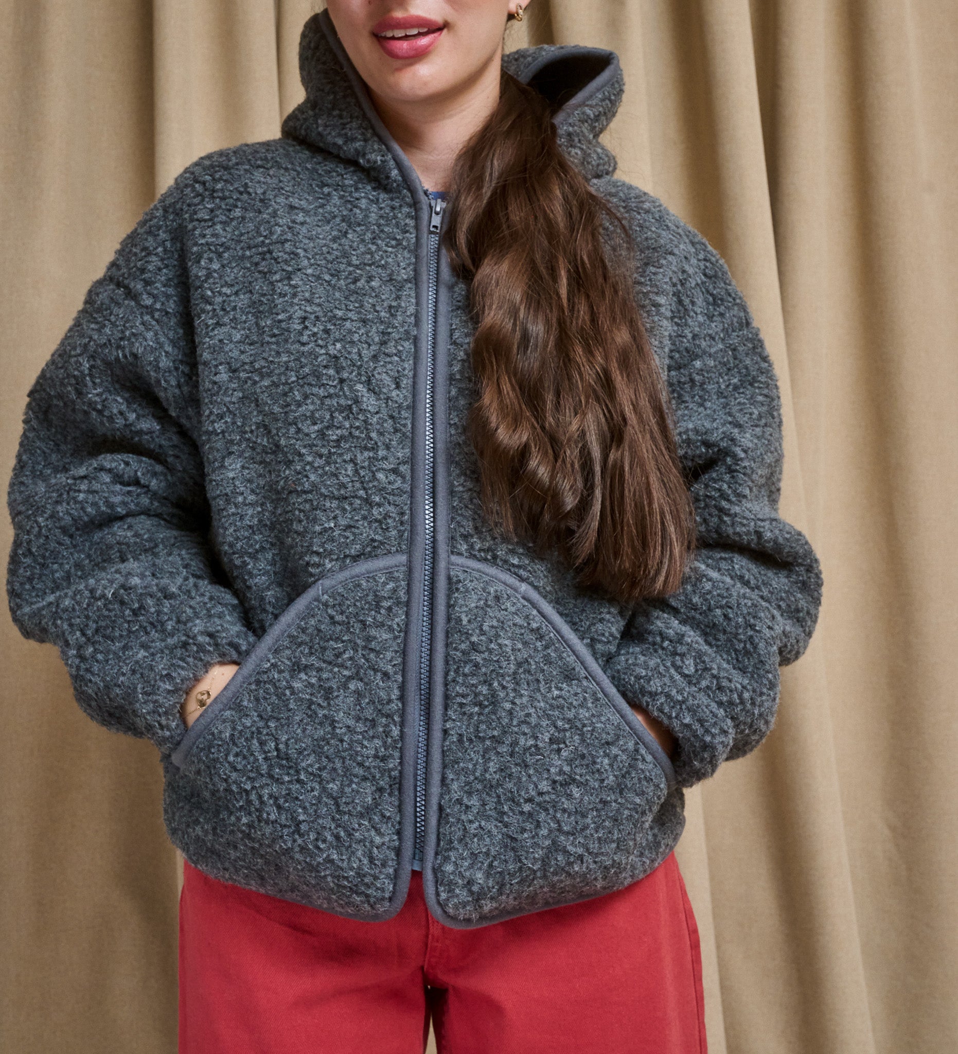MIŚ wool hooded jacket - ecru