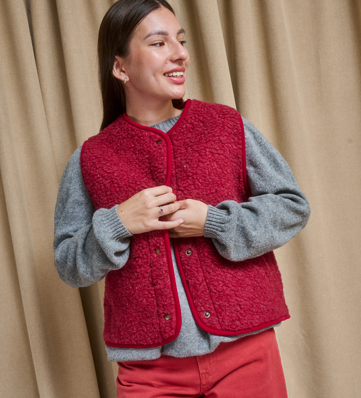 GAJA Zapinana merino wool gilet - oak