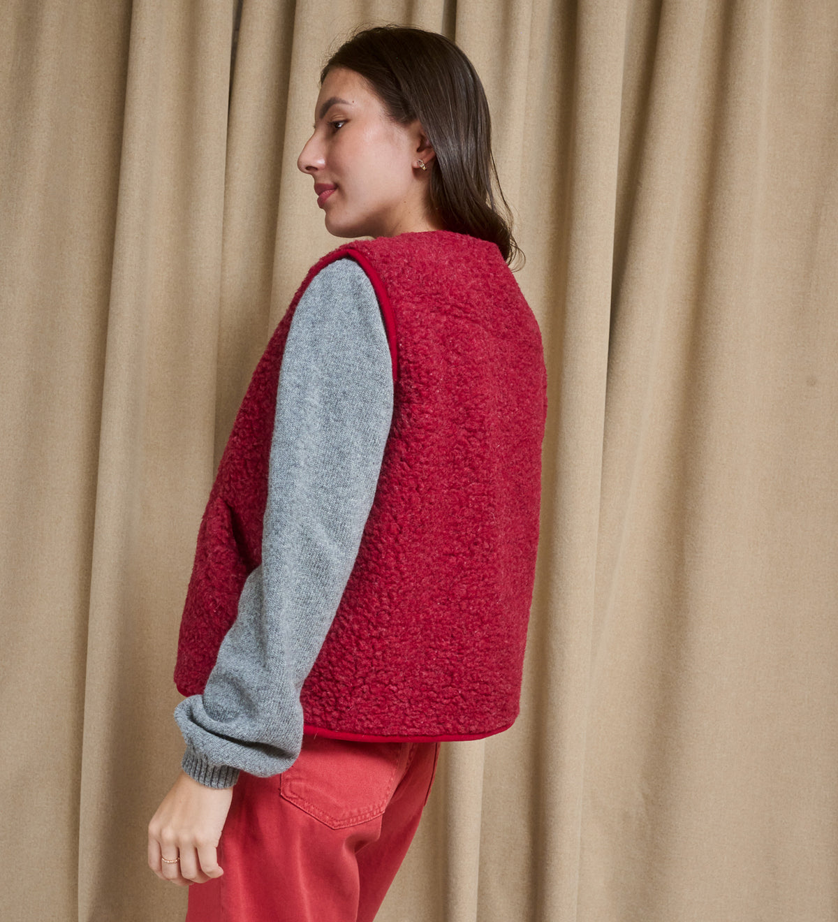 GAJA Zapinana merino wool gilet - oak
