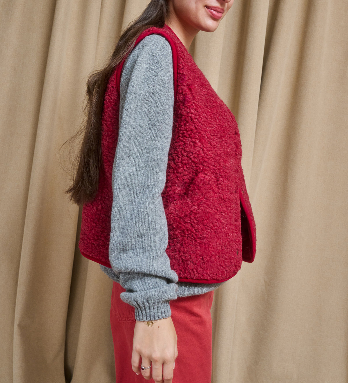 GAJA Zapinana merino wool gilet - oak