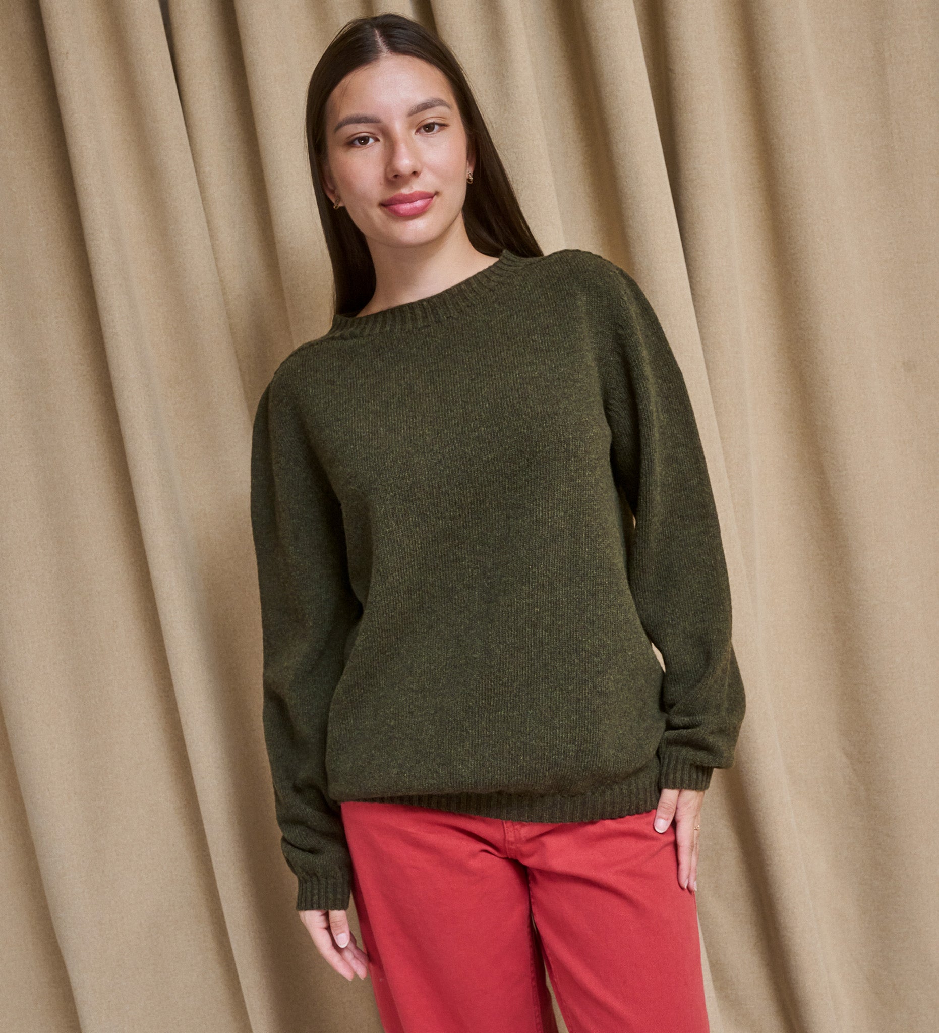TYRA classic merino wool jumper - Forest Floor