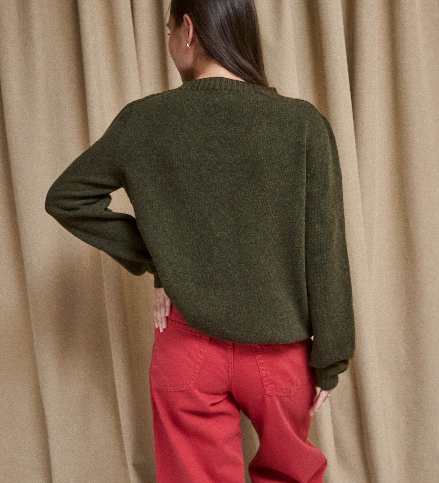 TYRA classic merino wool jumper - Forest Floor